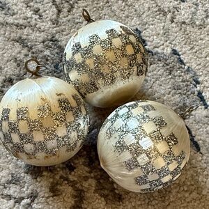 Glittering Vintage Silver and Cream Holiday Ornaments